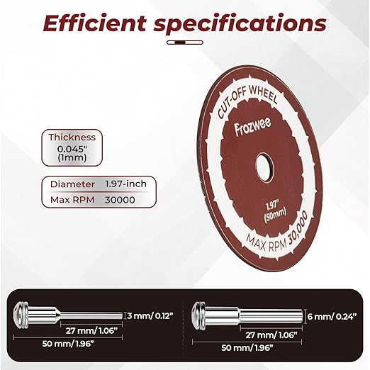 10 Pack 1.97" Cut Off Wheels with 2 Shank(1/4" Mandrel+1/8" Mandrel),Fiberglass Reinforced Rotary Tool Cutting Disc Set