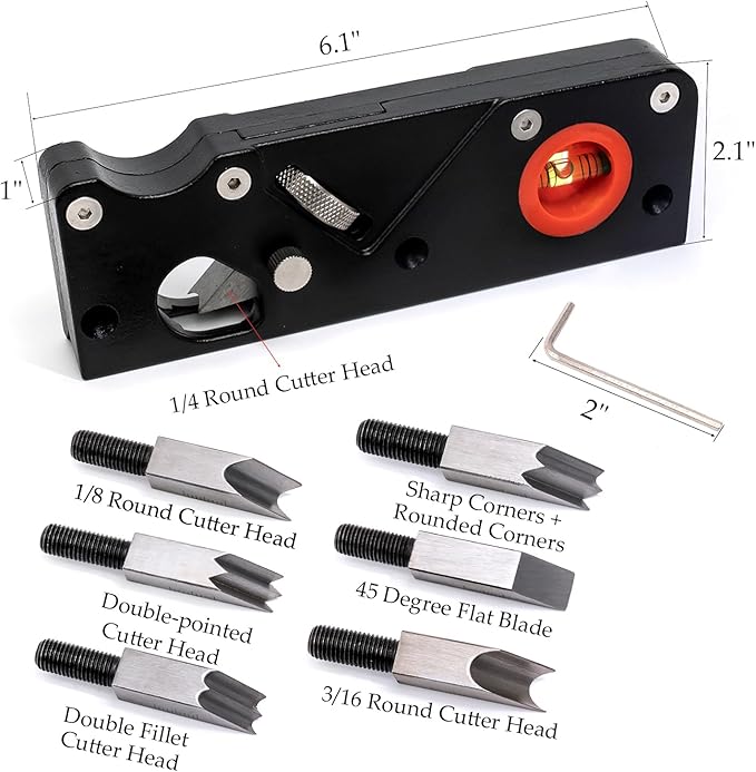 Chamfer Plane, Handheld Planers with Auxiliary Locator and 7 Blades, Woodworking Hand Planer Suitable for Quick Edge Trimming of Wood, Black, ZBD-0BA-QQK764
