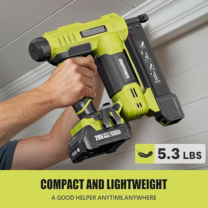 ALLOYPOWER 2 in 1 Cordless Brad Nailer/Electric Stapler with 2.0Ah Battery and Charger,1000pcs Nails and 500pcs Staples Included for Home Improvement & Woodworking