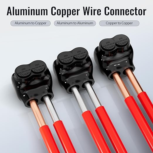 Insulated Multi Tap Connector 2 Port 250MCM-6AWG Splice Electrical Power Connectors 5/16" Allen Hex Aluminum Wire Connector- 6 Pack