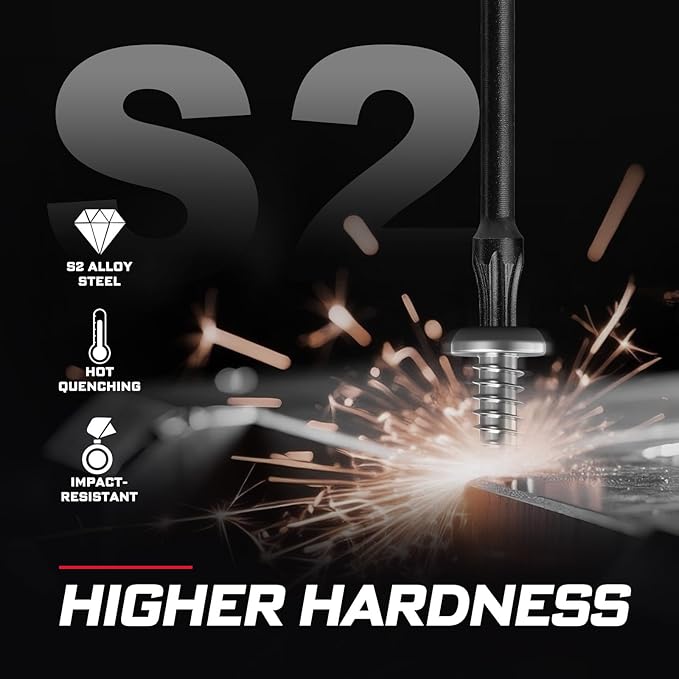 13Pcs Torx Screwdriver Bits Set, 6?쒭ouble Impact Magnetic S2 Steel Long Extension Star Driver Bits Set (T7-T40) with Color Coded Base