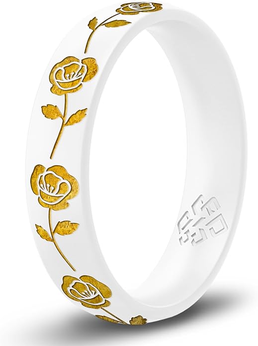 Knot Theory Birth Flower Silicone Ring for Women - 4mm Comfort Fit Wedding Band Engagement Ring