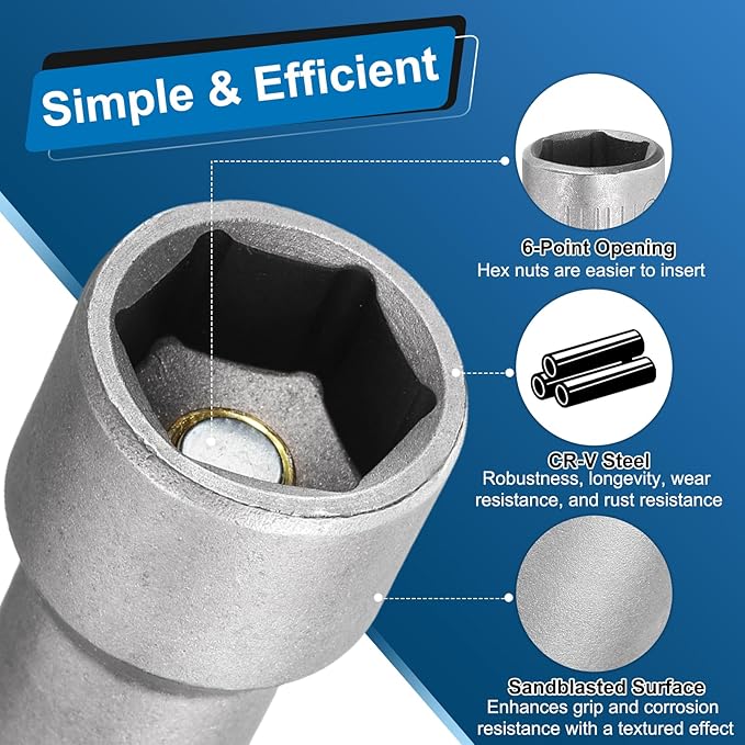 HARFINGTON 2pcs Nut Driver Drill Bit 13mm Metric Socket 1/4" Hex Shank 3.94" (100mm) Long Magnetic 6-Point Sockets Quick Change CR-V Steel Bolt Setters for Power Drill Drivers