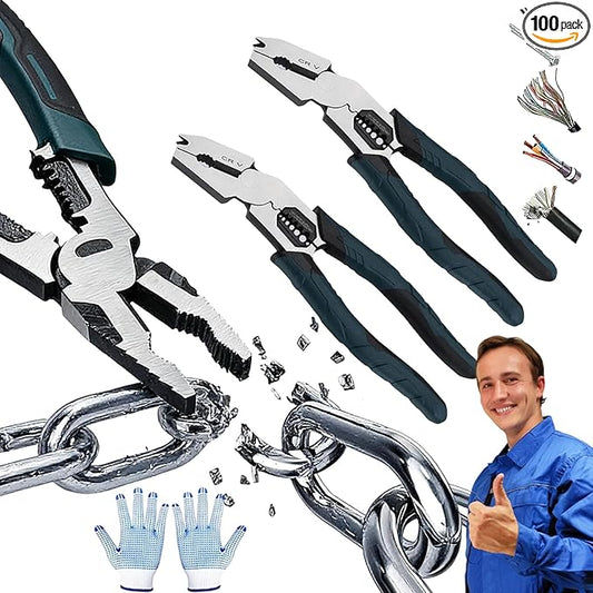2026 New Industrial-Grade Multi-Function Cutting Pliers, Heavy-Duty 9-in-1 Multi-Functional Pliers Nail Puller/Wire Cutter/Stripper/Crimper?봀ompound Action Leverage Design for DIY & Home (2PCS)