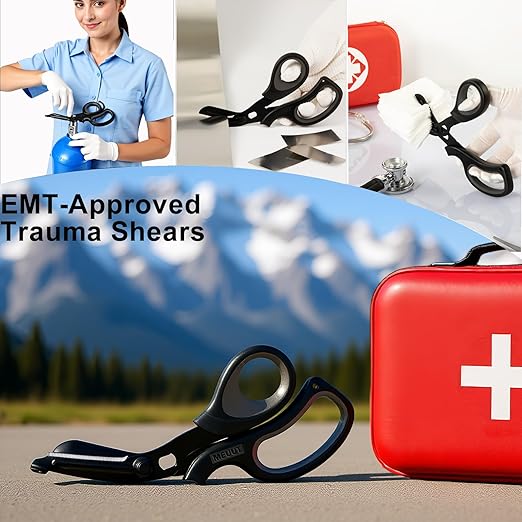 MEUUT 2 Pack Medical Scissors Trauma Shears for Nurses -Patented Bandage Scissors with Non-Stick Blades, Surgical Grade Shears Stainless Steel EMT Scissors for All Purpose