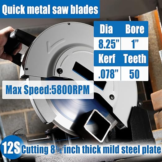 8-1/4-Inch Metal Saw Blade,Compatible with Evolution 8-1/4-Inch Metal Cutting Saw,Replacement for Evolution 8-1/4BLADEST Steel Saw Blade, 50 Teeth,5/8 Inch Center Shaft