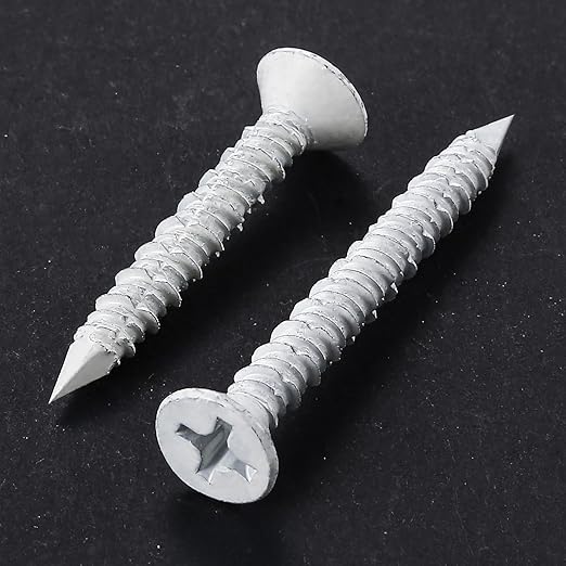 WenSilon(100 PCS) 1/4" x3-1/4 White Concrete Screw Anchor White Flat Head for Anchoring to Masonry, Block or Brick Stucco