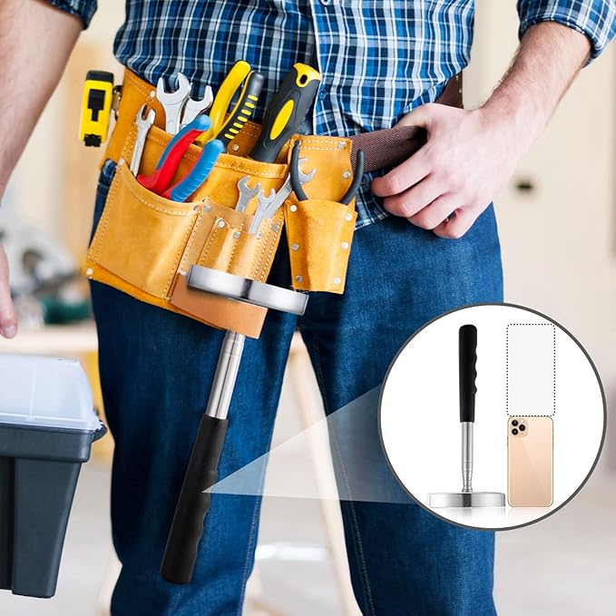 Telescoping Magnetic Sweeper Pickup Tool, Screws Parts Finder with 35LB Pull Capacity, Retractable 8.6" to 33" with Strong Magnet, Pick up Nails, Screws, and Metal Parts