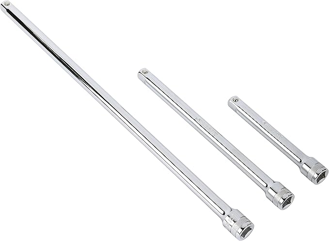 ARES 41010-3-Piece 1/2-Inch Drive Socket Extension Set - Includes 6-Inch, 10-Inch, and 18-Inch Extensions - Premium Chrome Vanadium Steel with Mirror Finish