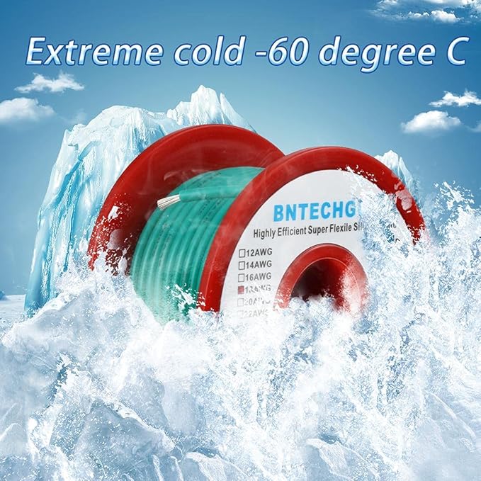 BNTECHGO 18 Gauge Silicone Wire Spool 50 ft Green Flexible 18 AWG Stranded Tinned Copper Wire