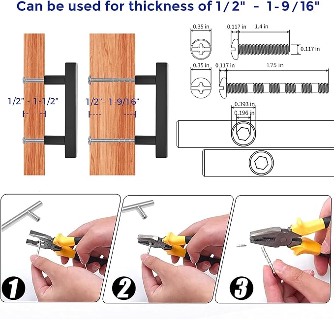 Ravinte 20 Pack 2-1/2 Inch Cabinet Pulls Black Sqaure Kitchen Cabinet Handles Black Cabinet Hardware Stainless Steel Drawer Pulls 4 Inch Overall Length with Mounting Template