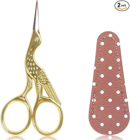 BIHRTC 3.6inch Little Embroidery Scissors Sharp Stainless Steel Tip Cross Stitch Scissors for Office Home Manual Sewing Handicraft DIY Tool Art Work Needlepoint Crochet Vintage Detail Shears
