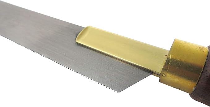 Thomas Flinn Pax 6 Inch Flush Cutting Saw, Solid Rolled Brass Back, 20 TPI, No Set, 1 Inch Wide Plate, Walnut Handle