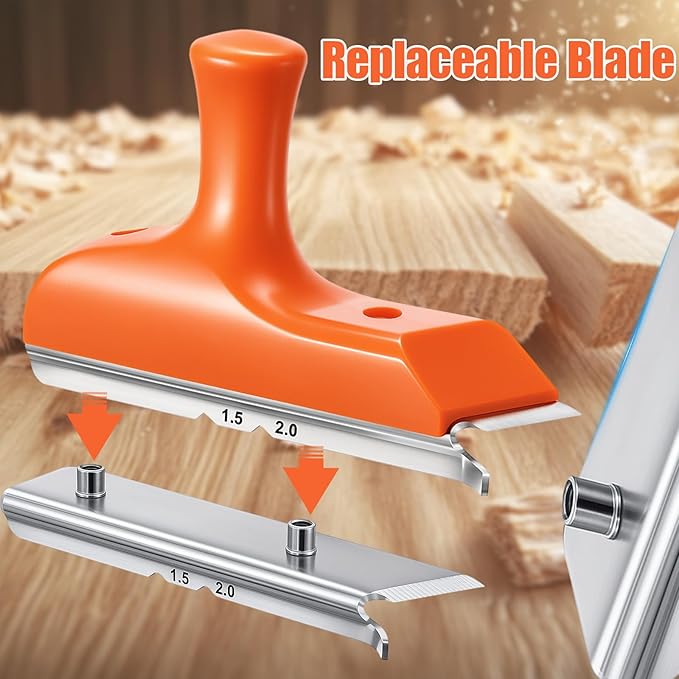 Lothee Edge Banding Trimmer with Sharp Carbon Steel Extra Replacement Blades and Ergonomic Grip Woodworking Hand Planes for Deburring Veneer, PVC, ABS on Straight Curved Chamfered Edges, Gift for Dad