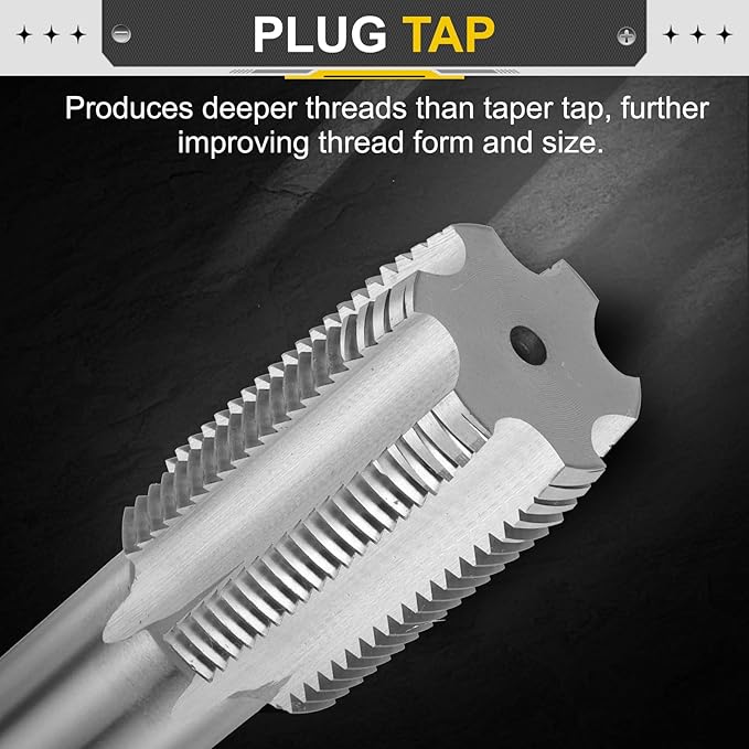 uxcell Hand Plug Tap M40 x 3 H2 Metric Thread Plug Style Taps Straight Flute Screw Tapping Threading Tool High Speed Steel HSS6542