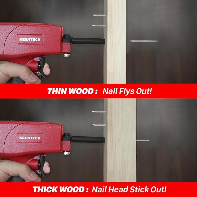 KEENTECH Pneumatic Nail Remover, Fast & Labor-Saving Air Punch Nailer, Denailer Air Gun with Dual Safety Trigger for Straight and Bent Nail, 9-16 Gauge nail remover tool for Wood Workpiece, Pallet