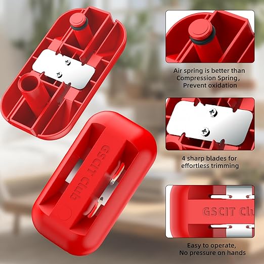 GSCIT Club Banding Trimmer with Tungsten Carbide Blades, Hand Planer Edge Bander for Burrs, Wood Chamfering Fillet Scraper, Edge Banding Cutter for PVC ABS Melamine (Red)