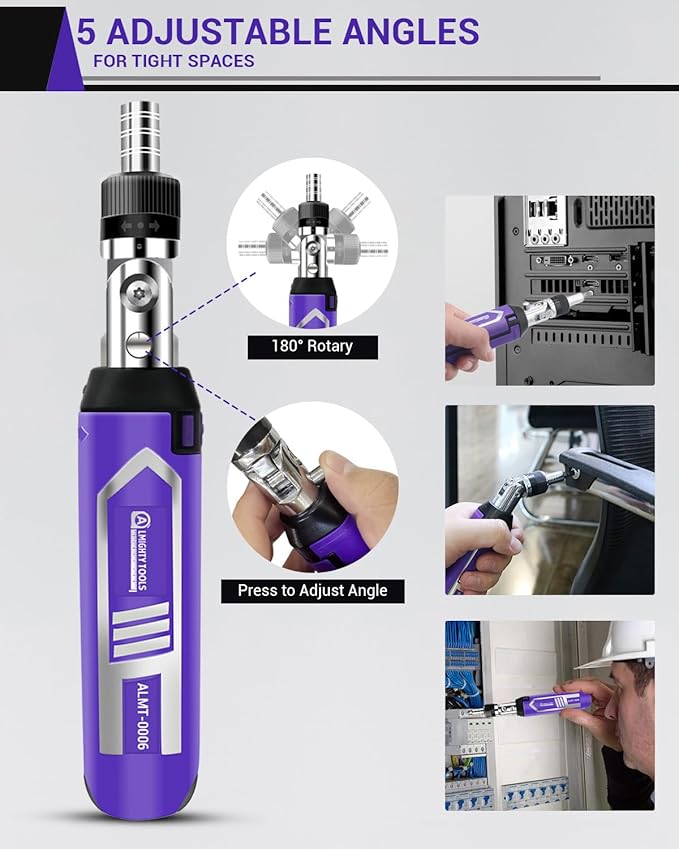 Ratchet Screwdriver Set, 14-in-1 Multi Bit Screwdriver Set, 180째 Pivoting Adjustable Angle Screwdriver, for Home DIY, Electronics, Car Emergency and Garage