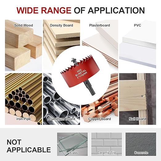 3" (76mm) Bi-Metal M42 High Speed Steel Hole Saw with Pilot Drill Bit, Smooth Cutting Edge for PVC, Drywall, Wood, Plastic, Gypsum Board, Rubber, Thin Metal