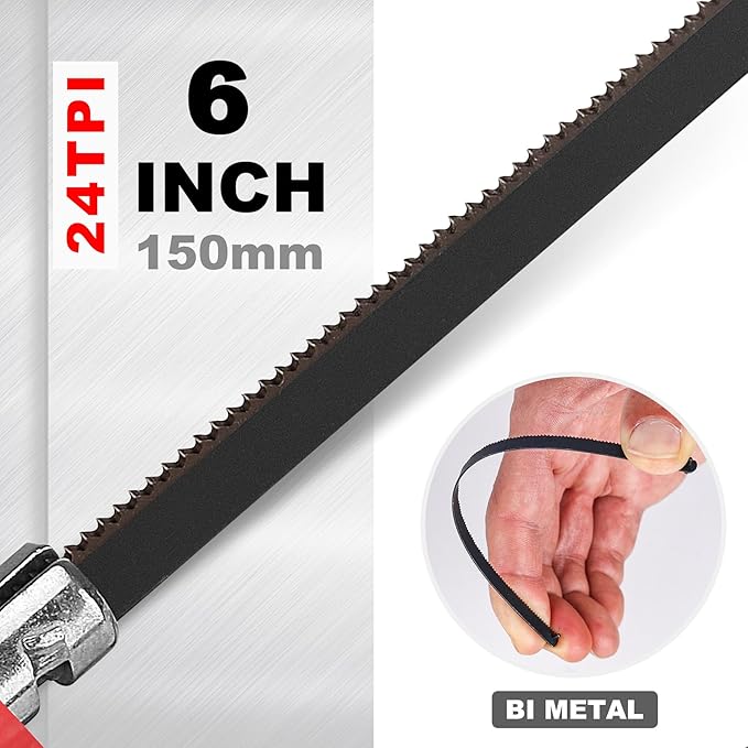 HAUTMEC Mini Hacksaw with Miter Box Set, 6" Hack Saw with Adjustable Cutting Angles & Bi-Metal Blade, Compact Hand Saw for Wood, Metal, Plastic, Crafts, and DIY – HT0034
