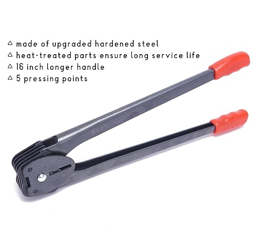 LNYEBN All-in-One Banding Strapping Kit with Poly Strapping Tensioner, 300ft Black PP Band, 100 Metal Seals, and Sealer Tools