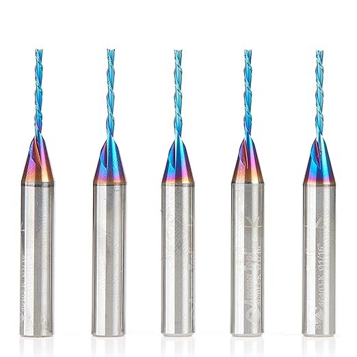 Amana Tool 46403-K-5, 5-Pack SC Spektra Extreme Tool Life Coated Spiral Plunge 1/16 Dia x 1/2 CH x 1/4 SHK 2 Inch Long Down-Cut Router Bits