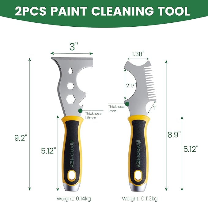 VOOMEY 5 in 1 Paint Brush Comb & 12-in-1 Putty Knife,Combination of Multifunctional Paint Scraper Tool and Brush Roller Cleaner Tool,Scraping,Cleaning Paint Roller