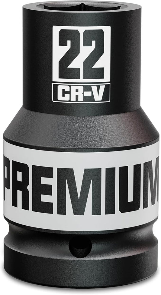 1" Drive 6 Point Impact Socket, 22mm Deep Socket, Metric, CR-V, Automotive Maintenance Machinery Manufacturing