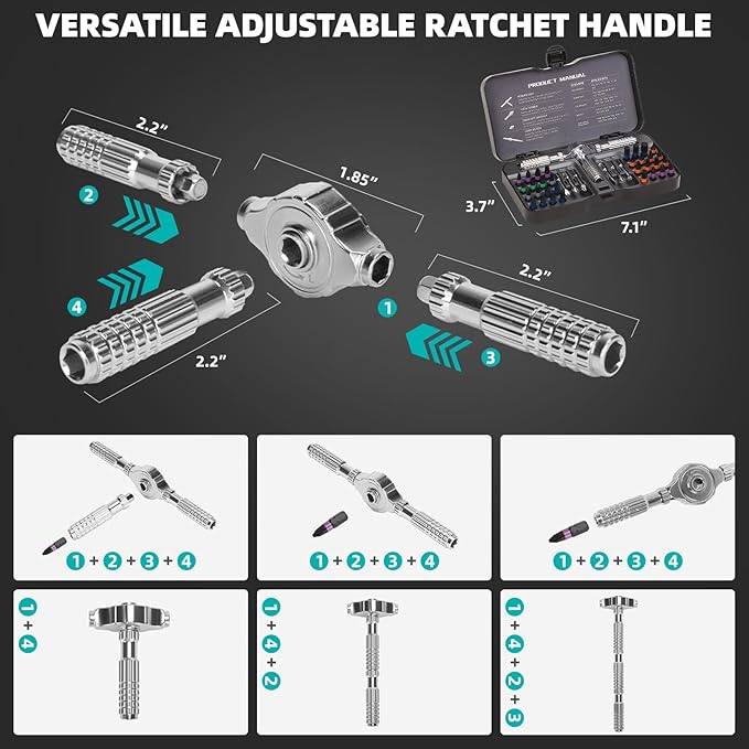 40 in 1 Magnetic Screwdriver Set, DIY Ratchet Screwdriver Set with T Handle Detachable, Versatile Portable Precision Tool Kit for Computer, Furniture, Bicycle