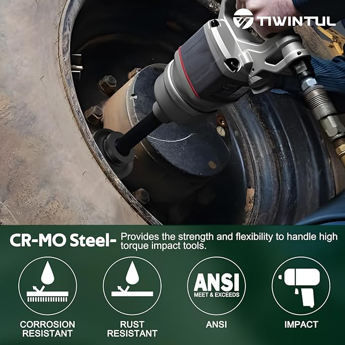 2-3/16'' Impact Socket 1" Drive, Deep 6 Point Large Impact Socket, CR-MO Weighted Big Socket, Heavy Duty 1 Inch Socket for Semi Truck, Hydraulic Cylinder, Oil Rig & Rail Equipment