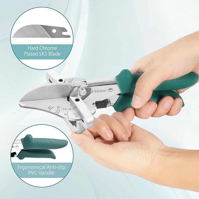 O?셎hine 22.5 Degree Miter Shears For Angular Cutting Molding Wood Crafting, Quarter Round Cutting Tool Shoe Molding Cutters, Multi Angle Miter Shear Cutter Trim Cutter Hand Tool, w/ 1pc Extra Blade
