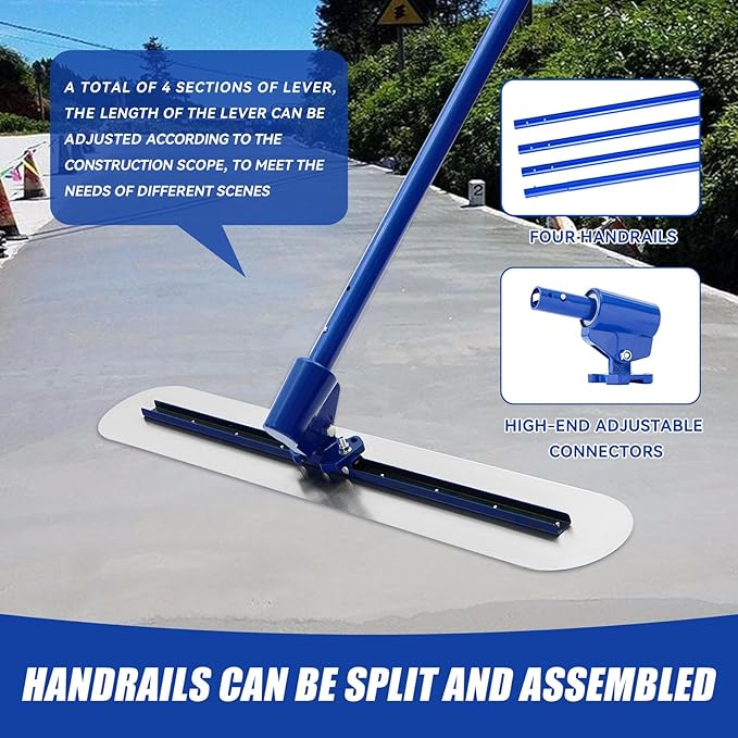 Stainless Steel Concrete Float - 46 x 8" Bull Float Concrete Finishing Tools Kit With 4 x 3.8 Feet Float Handle Concrete Surface Smoothing Tool