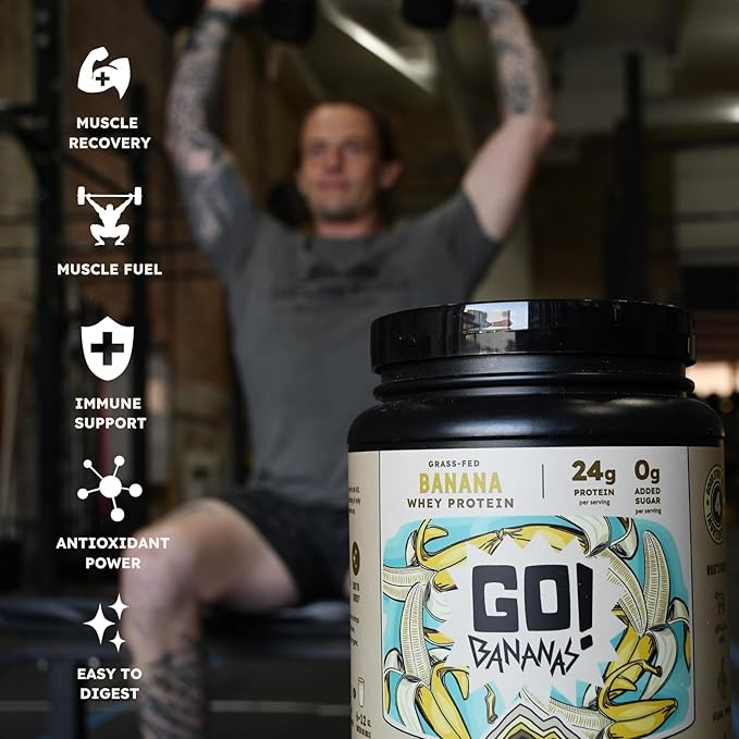 Earth Fed Muscle Go!?츭ananas Irish Grass?멑ed Whey Protein Isolate ??All Natural Banana Flavor, Zero Added Sugar, Soy?멑ree, Gluten?멑ree (2lb, 27 Servings, Banana)