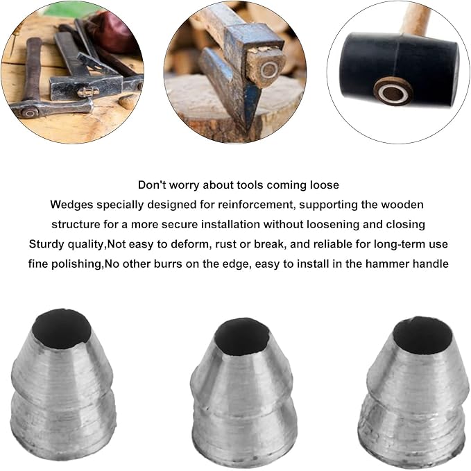 20 Pcs Round Hammer Handle Wedges, Metal Steel Axe Handle Wedge Supporting The Wooden Structure, 11mm / 0.43in Smooth Axe Wedge for Reinforcing Various Hammers and Axes