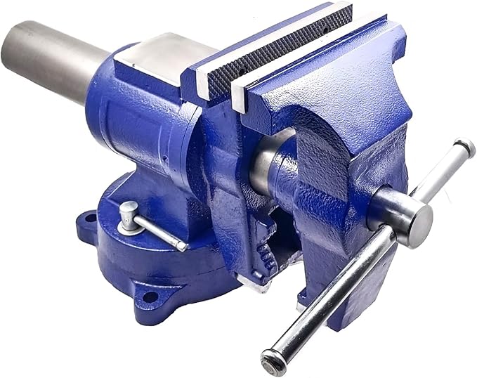 A.D. International 6" Heavy Duty Bench Vise, Double Swivel Rotating Vise Head/Body Rotates 360째,Pipe Vise Bench Vices 30Kn Clamping Force,for Clamping Fixing Equipment Home or Industrial Use