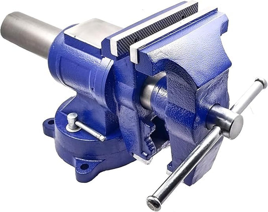 A.D. International 6" Heavy Duty Bench Vise, Double Swivel Rotating Vise Head/Body Rotates 360째,Pipe Vise Bench Vices 30Kn Clamping Force,for Clamping Fixing Equipment Home or Industrial Use