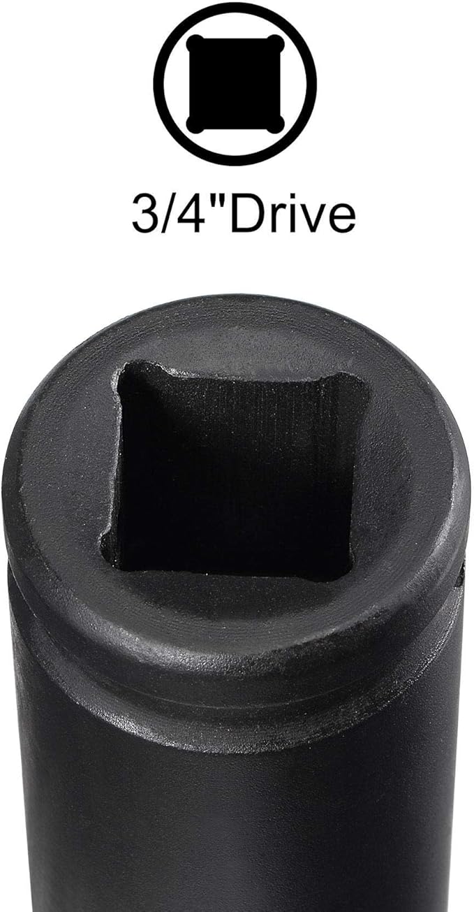 uxcell 3/4-Inch Drive 23mm 12-Point Deep Impact Socket, CR-MO Steel 78mm Length, Metric Sizes