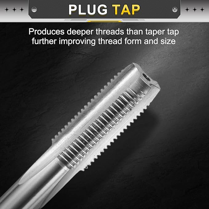 uxcell Hand Plug Tap M10 x 1 H2 Metric Thread Plug Style Taps Straight Flute Screw Tapping Threading Tool 9CrSi Alloy Tool Steel