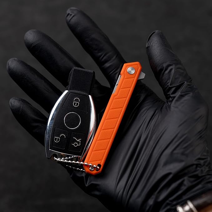 G046 Mecha Mini Slim Folding Scalpel with 5pcs #24 and 5pcs #60 G10 Handle with Liner Lock, Utility EDC Pocket Knife with Back Clip（Orange）