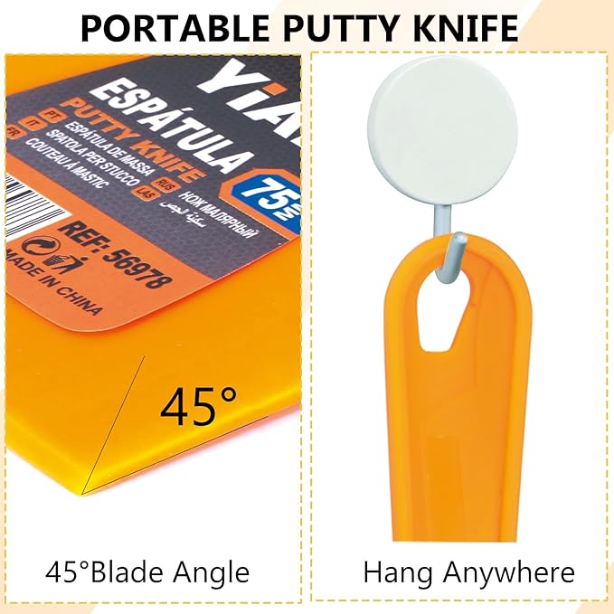 6 Pack Putty Knife 1.5" 2" 3" 4" 5" 6" Plastic Paint Scraper Tool Set Heavy Duty Drywall Repair kit,Flexible Spackle Knives with Hang Hole,Wall Putty for Spreader,Wallpaper,Mud,Plaster,Taping,Floor