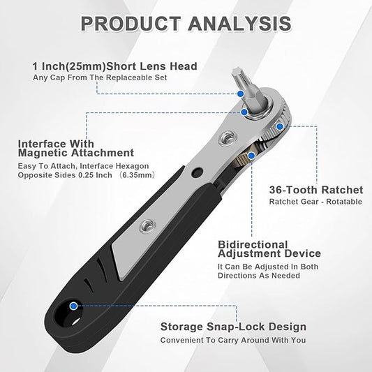 10-In-1 Angled Ratchet Screwdriver Set竊?0 Degree Right Angle, Angled and Offset Screwdrivers for Tight Spaces. Practical, Multifunctional, Professional Mini Ratchet Set