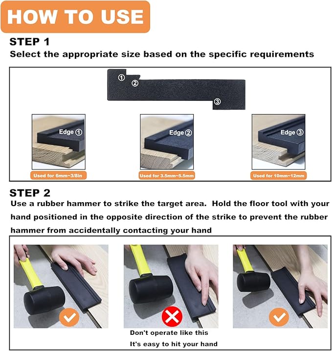 Tapping Block Wood Flooring Tool, Universal Tapping Block with 3 Different Edges, Essential Tool for Vinyl Plank & Laminate Flooring Installation