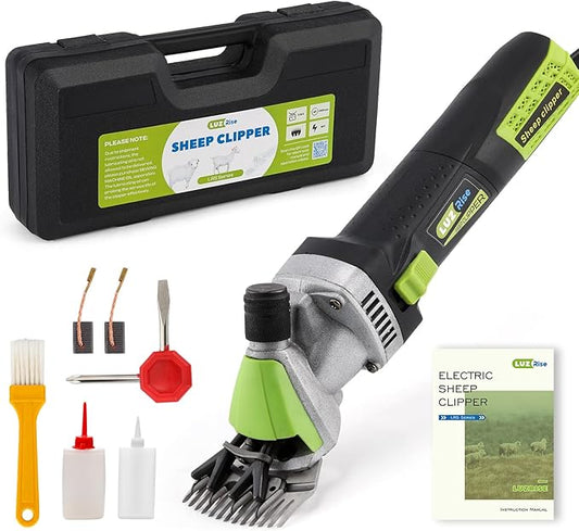 Sheep Shears Electric 850W 2400RPM Professional Heavy Duty Shearing Clipper with 6 Speed, for Shaving Fur Wool in Sheep, Goat, Cattle, and Other Farm Livestock Pet with Carrying Case (Size: 13.8*3.6")