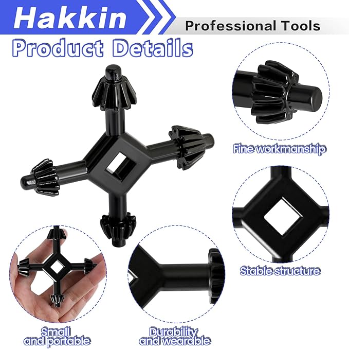 Hakkin 3Pcs 4 in 1 Chuck Wrench 4 way Professional Replacement Tool for Multifunctional Electric Drills Presses Power Tool Chucks 1/4”, 3/8”, 1/2”, 5/8”, 3/4”, 1” (Size L+S1+S2)