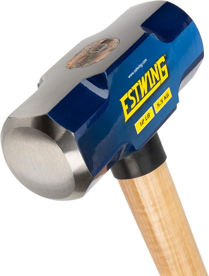 Estwing 12-Pound Hard Face Sledge Hammer - 36-Inch Hickory Handle, Ergonomic Grip, Durable Construction for Demolition & Stake Driving