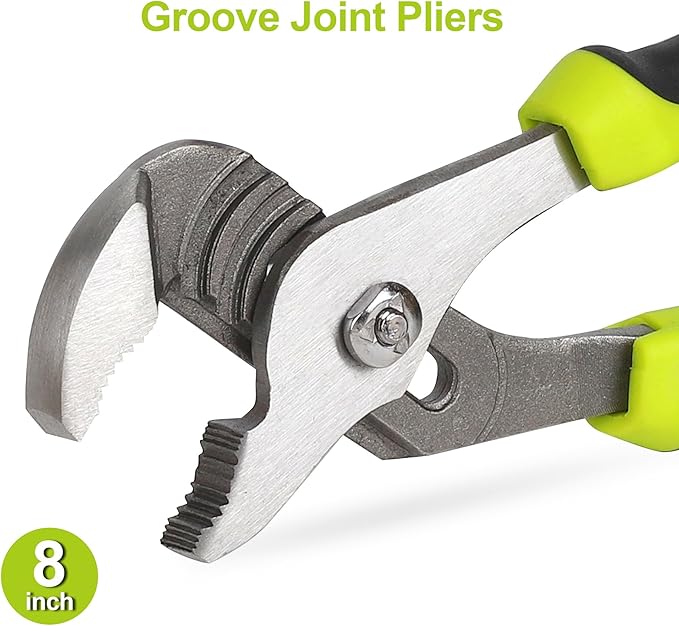 FASTPRO 5-Piece Utility Pliers Set with Storage Bag, Includes Groove Joint, Diagonal, Long Nose, Slip Joint Pliers and 8" Adjustable Wrench, Green