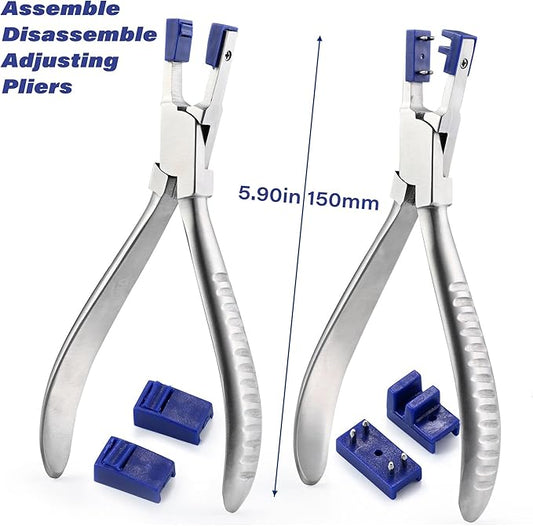 Professional Eye Glass Repairing Tools Kit for Rimless Glasses Frame Repair Tools to Adjust Glasses Arms Frame Eyeglasses Assemble & Disassemble & Adjusting Pliers Set