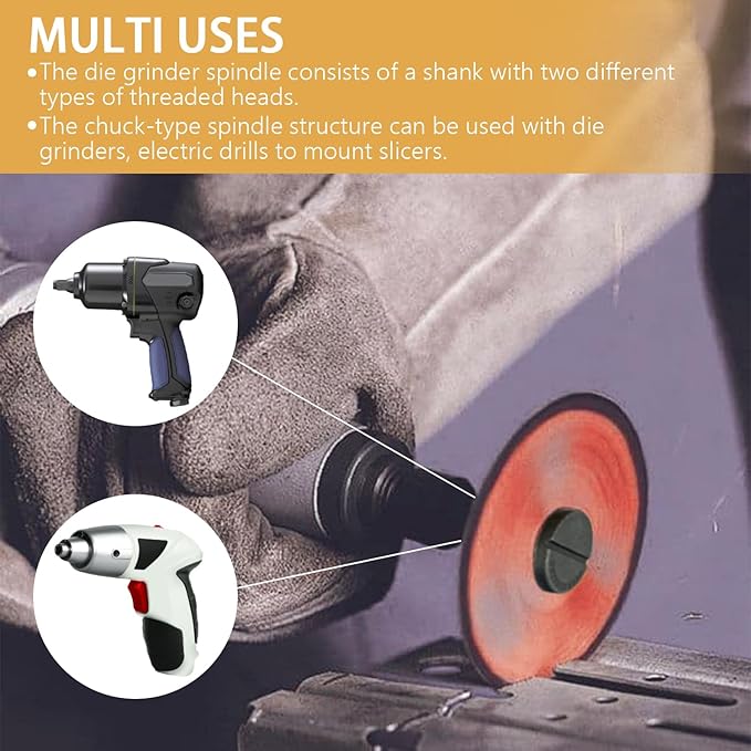Mounting Mandrel 3/8" & 1/4" Arbor Hole (8pack) for Type 1 Cut-Off Wheel 1/4" Shaft for Die Grinder Rotary Tool