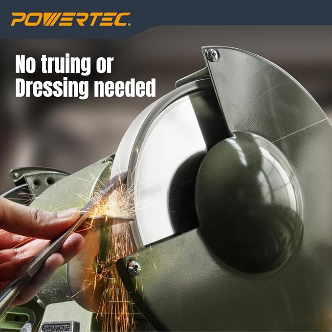 POWERTEC CBN Grinding Wheel 6 Inch 180 Grit, 1" Wide, 1/2" Arbor ??Bench Grinder Sharpening Wheel for HSS Tools, Lathe Chisels, and Woodturning Tools (15704)