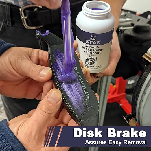 Silicone Brake Grease Lubricant for Brake Caliper Pad Pin Parts Lube, Synthetic Ceramic Brake Grease with Brush 8 oz
